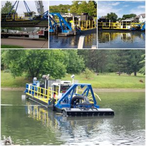 Barges Dredging rivers in St. Louis